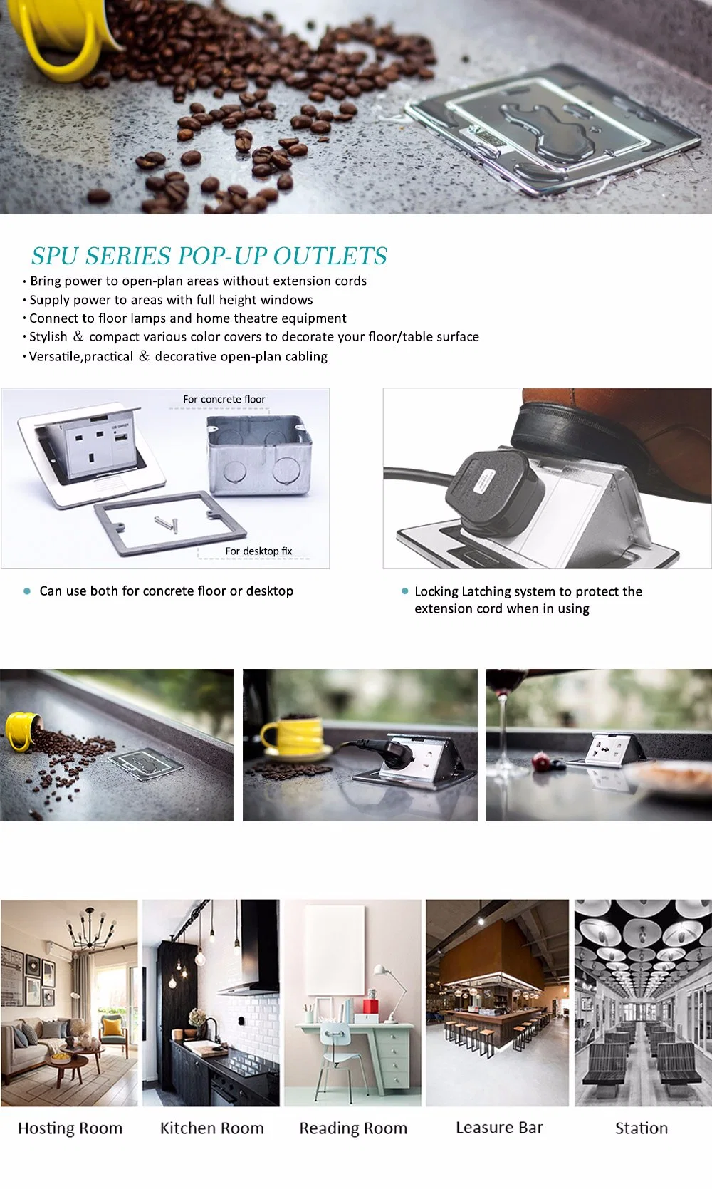 Stainless Steel Floor Socket Boxes Pop up Power Socket