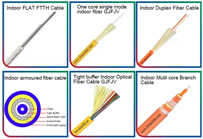 4 or 12 Core Multimode Jumper Wire PVC Tube Indoor Fiber Optic Yarn Cable GJFJV