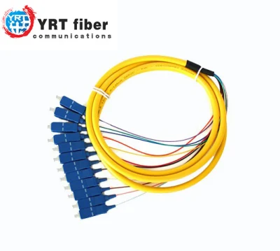 Paquete de 12 núcleos Pigtail Sc/Upc Cable de conexión de fibra óptica blindado para exteriores FTTH